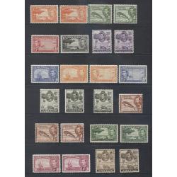 (BB1964) CAYMAN ISLANDS · 1935/48: basic M/MLH set of KGVI pictorial definitives SG 115/126a plus some perf variations · see full description and large images · total c.v. £300 · 24 stamps (2 images)for further details
