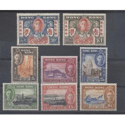 (BB1985) HONG KONG · 1941: fresh MLH Centenary set SG 163/68 c.v. £90; also 'bonus' mint 1945 Victory set SG 169/70 · 8 stamps (2 images)
