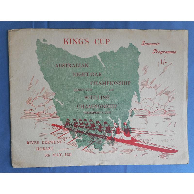 (BW1108L) TASMANIA · 1934 & 1954: souvenir programs for KING'S CUP rowing championships held at Hobart · both items in excellent condition (4 sample images)