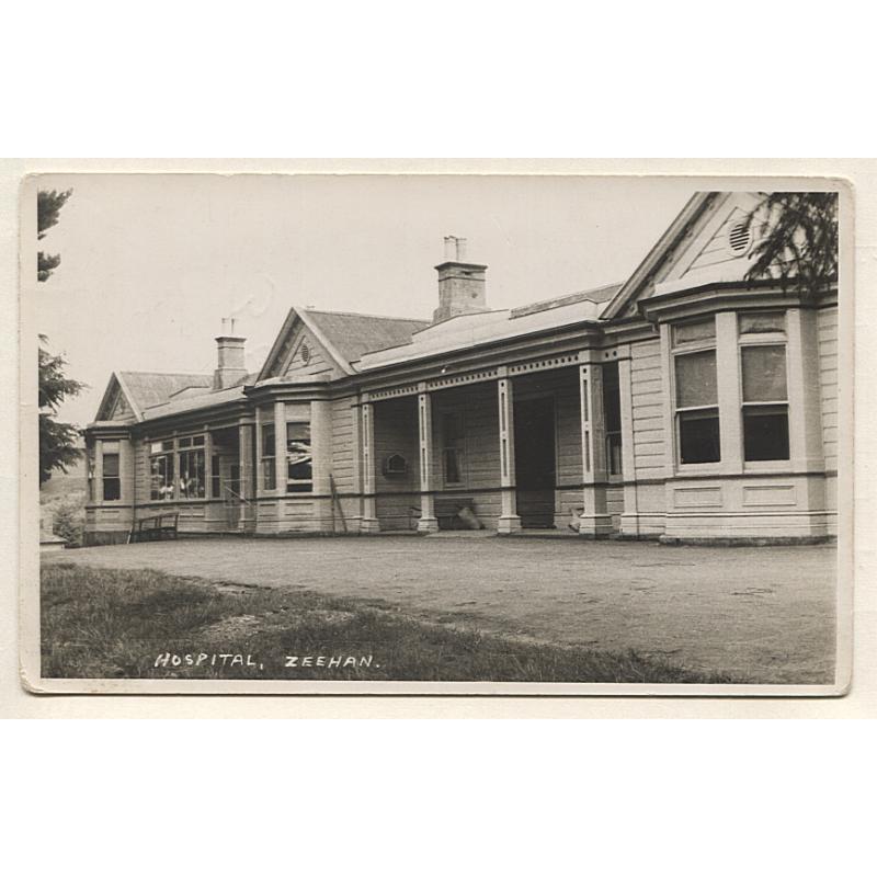 (CD15003) TASMANIA · 1940s: unused real photo card with a view of the HOSPITAL, ZEEHAN · some peripheral wear · photographer not identified but it was possibly Ron Bradshaw