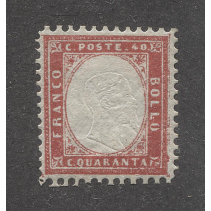(CE1030) ITALY · 1862: fresh MLH 40c red Victor Emmanuel II perf.11½x12 Scott #20 in fine condition · c.v. US$275 (2 images)