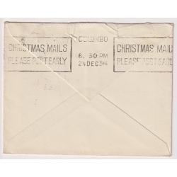 (CK1001) GREAT BRITAIN · 1936: air mail cover to Ceylon carried on INDO-CEYLON SPECIAL FLIGHT XMAS 1936 (cachet) · arrived Colombo 24/12 (b/s) · opened a little roughly but clean, intact and very presentable (2 images)