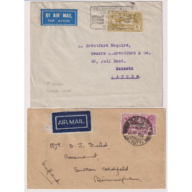 (CK1014) INDIA · 1929./36: three air mail covers and a front in a mixed condition, one carried on the 1st Karachi / Lahore air mail flight ..... see largest image (2 images)