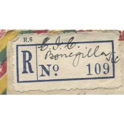 (CN1961) VICTORIA · 1948: cover with damaged front bearing a clear strike of RELIEF No.3 used at Bonegilla Immigration and Training Camp and a nice strike of the rubber boxed WODONGA datestamp (3 images)