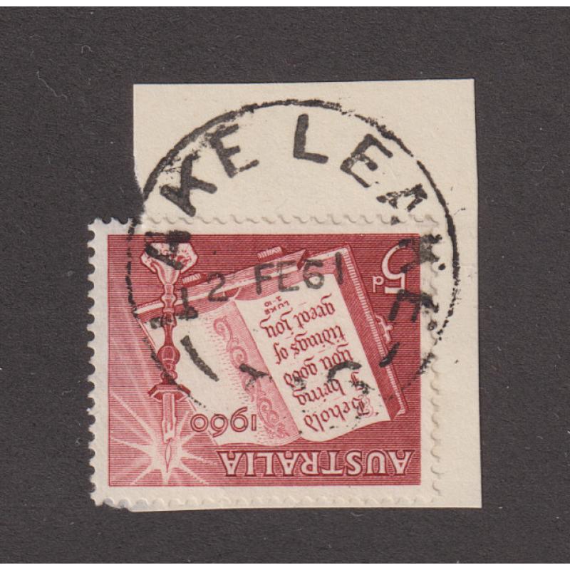 (CT1281) TASMANIA · 1961: a clear and nearly complete example of the LAKE LEAKE Type 4(s) on piece · postmark is rated 4R