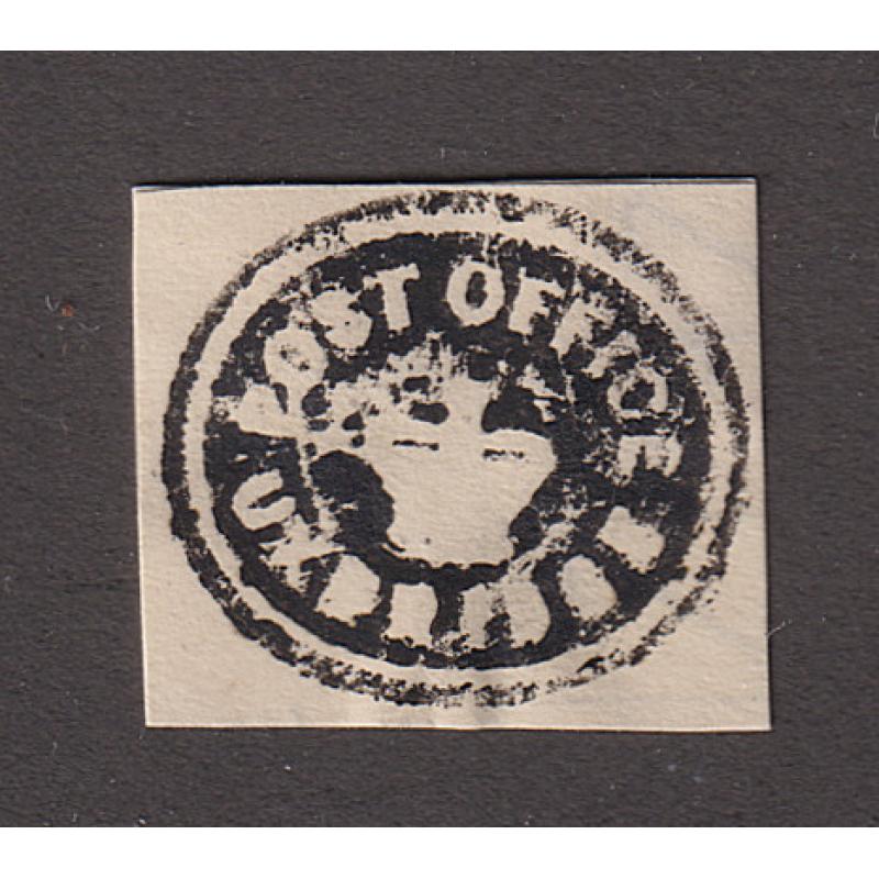 (CT1316) TASMANIA · a full clear impression of the UXBRIDGE Crown Seal on a document clipping backed with paper for stiffening - ex Avery Collection