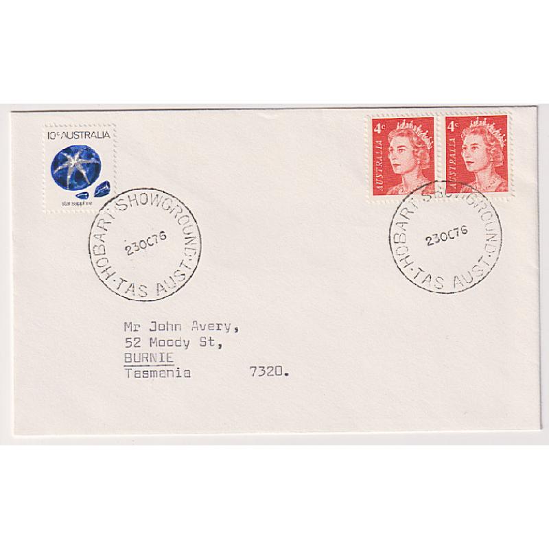 (CT1323) TASMANIA · 1976: small cover bearing 2x A1+ quality strike of the HOBART SHOWGROUNDS Type 5(s) cds which is rated S · $5 STARTER!!