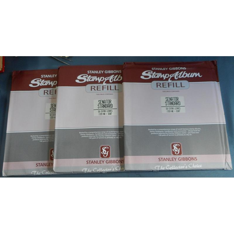 (CT1171B) 8 sealed packets of 50x Stanley Gibbon's SENATOR STANDARD album leaves · also an extra envelope with a few leaves removed · this product has been discontinued · see sample image