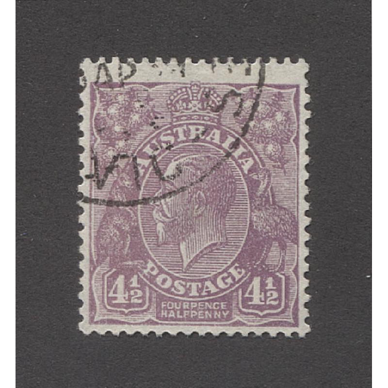 (DA10008) AUSTRALIA · 1931: nicely used Die II 4½d violet KGV defin in fine condition · c.v. £45 · "retail" for similar AU$50+ (2 images)