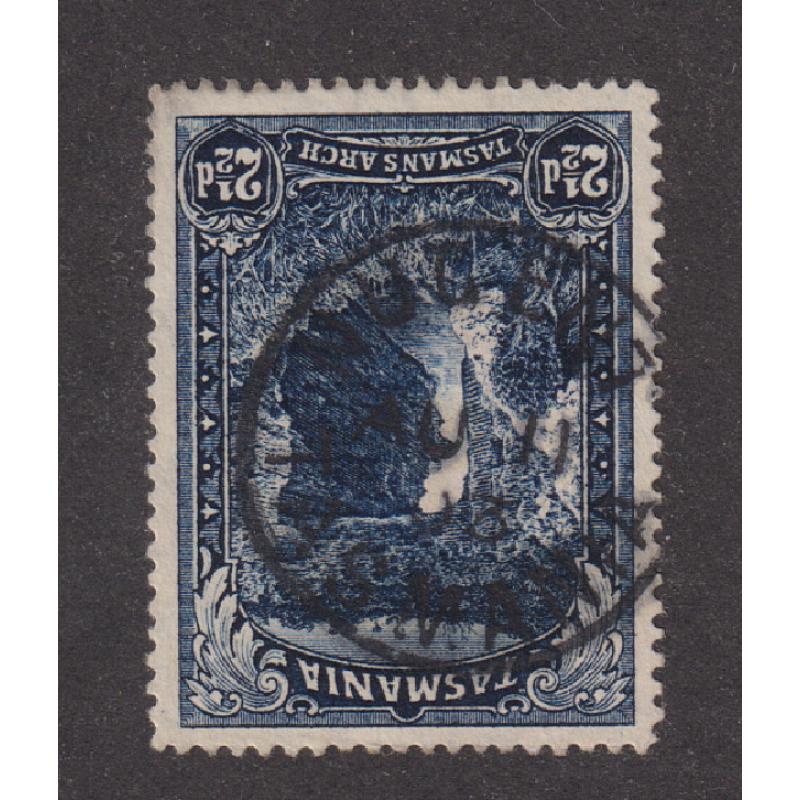 (DA1050) TASMANIA  1903: a surprisingly clear impression of the NUGENT Type 1 cds on a 2½d Pictorial (!!) · postmark is rated R-(7) but a readable example on this stamp is quite a rarity!