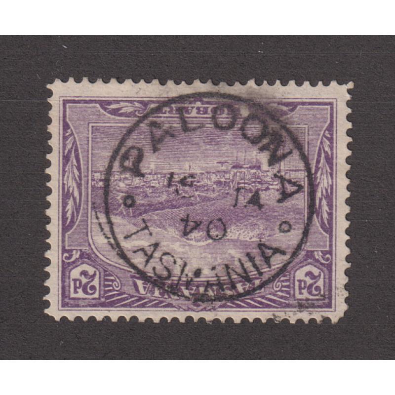 (DA1056) TASMANIA  1904: a full clear example of the PALOONA Type 1 cds on a 2d Pictorial · postmark is rated RR(11)