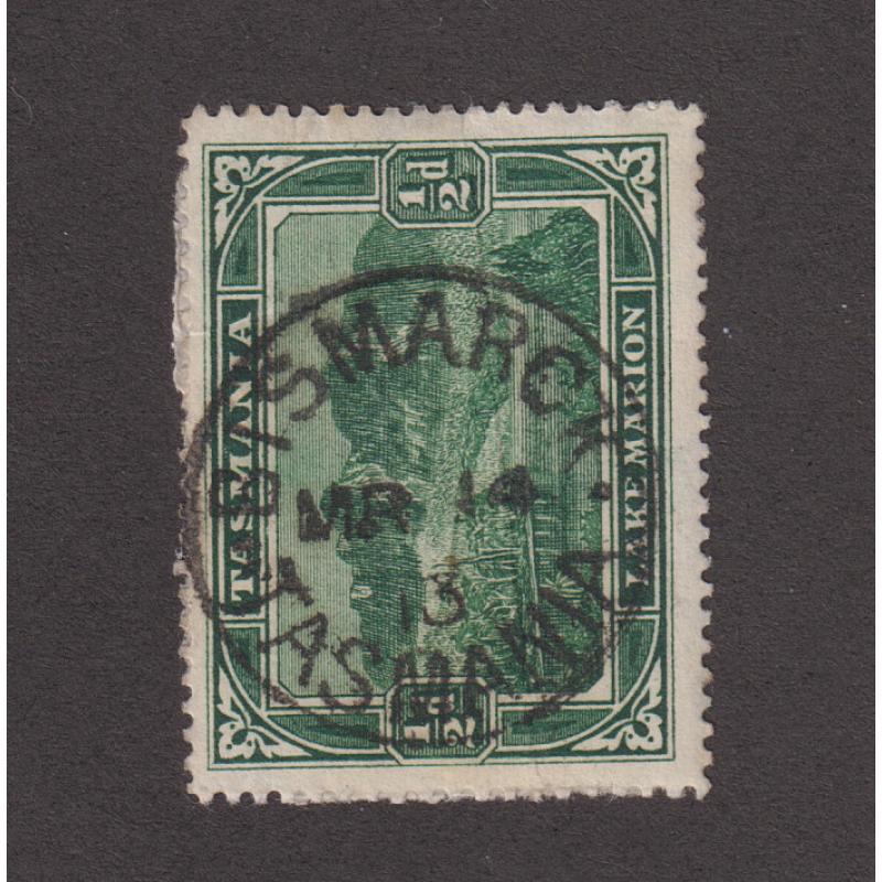 (DA1061) TASMANIA · 1913: a full bold impression of the BISMARCK Type 1 cds on a ½d Pictorial · postmark is rated R(8) and is scarcer still on this stamp