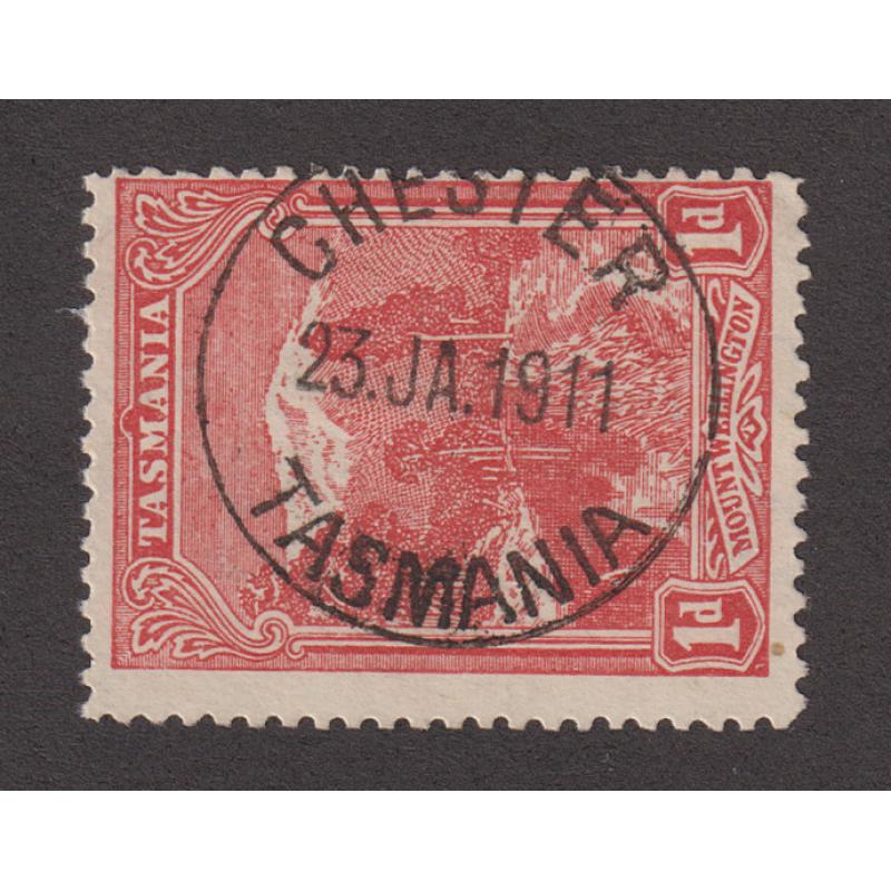 (DA1062) TASMANIA · 1911: a very clear and nearly complete example of the CHESTER Type 2a cds on a 1d Pictorial · postmark is rated R-(7)