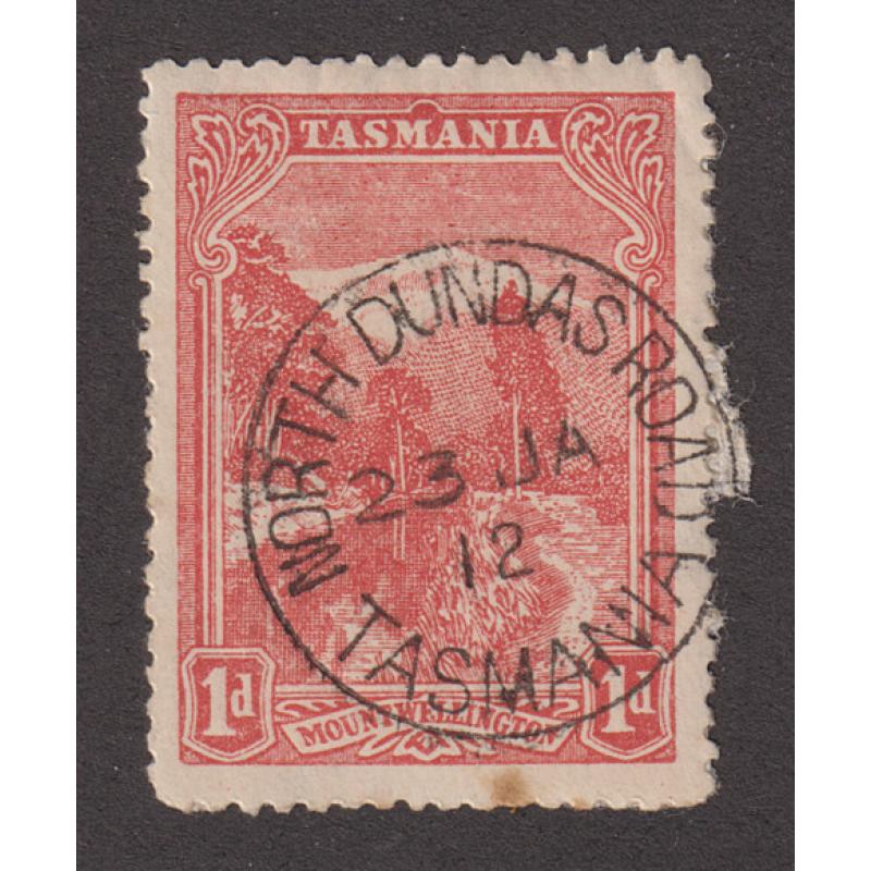 (DA1072) TASMANIA · 1912: a crisp strike of the NORTH DUNDAS ROAD Type 1 cds on a 1d Pictorial · postmark is rated R+(9)