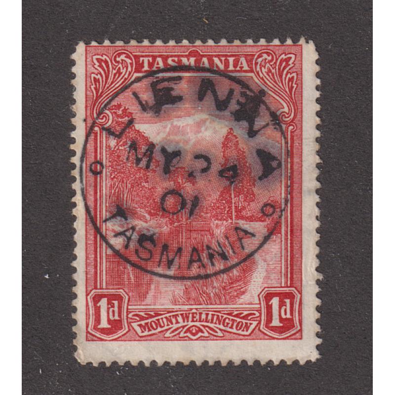 (DA1073) TASMANIA · 1901: a complete bold strike of the LIENNA Type 1 cds on a 1d Pictorial · postmark is rated RR-(10)