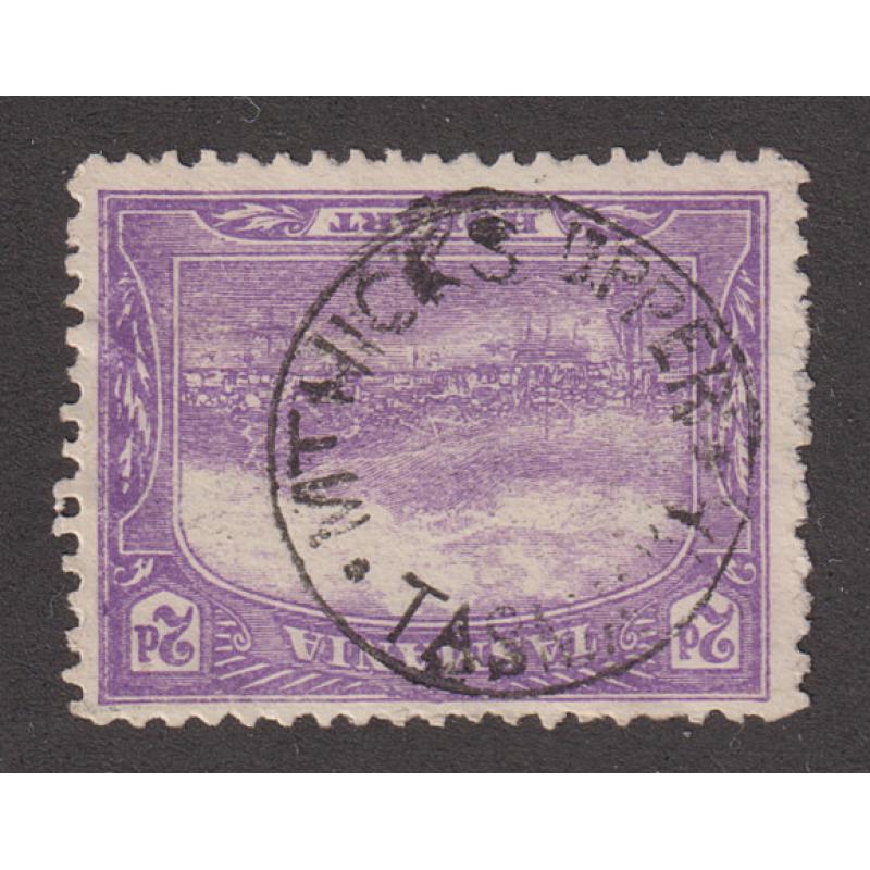 (DA1124) TASMANIA  c.1910/11: undated example of the MT HICKS UPPER  Type 1(x) cds on a 2d Pictorial · postmark is rated RRRR(17*)