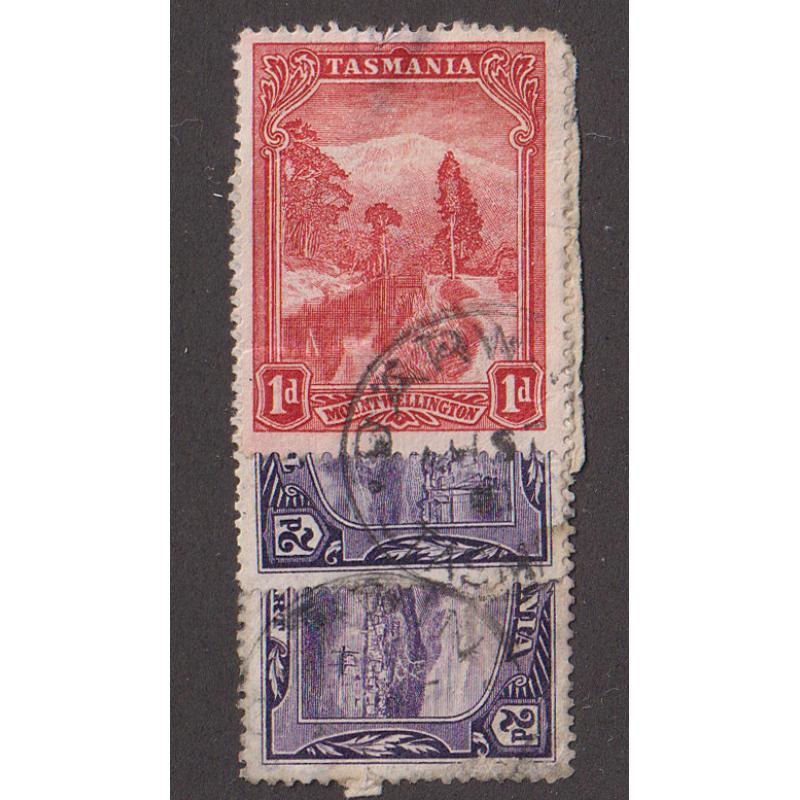(DA1147) TASMANIA · 1901: two partial but discernible strikes of the DARWIN Type 1 cds on a registered letter piece · postmark is rated RR(11*)