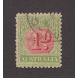 (DA1150) AUSTRALIA · 1909: nicely used Die 2 1d rose & yellow-green P/Due perf.11 (line) SG D74 · a collection ready stamp · c.v. £1400 (2 images)