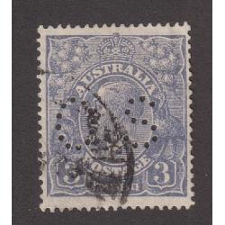 (DA1156) AUSTRALIA · 1926: used Die 1 3d grey-blue KGV defin (Type A) perf.14 with INVERTED SM wmk · has BROKEN LOWER LEFT CORNER variety BW 106Eaa(3,4) · c.v. AU$175 (2 images)