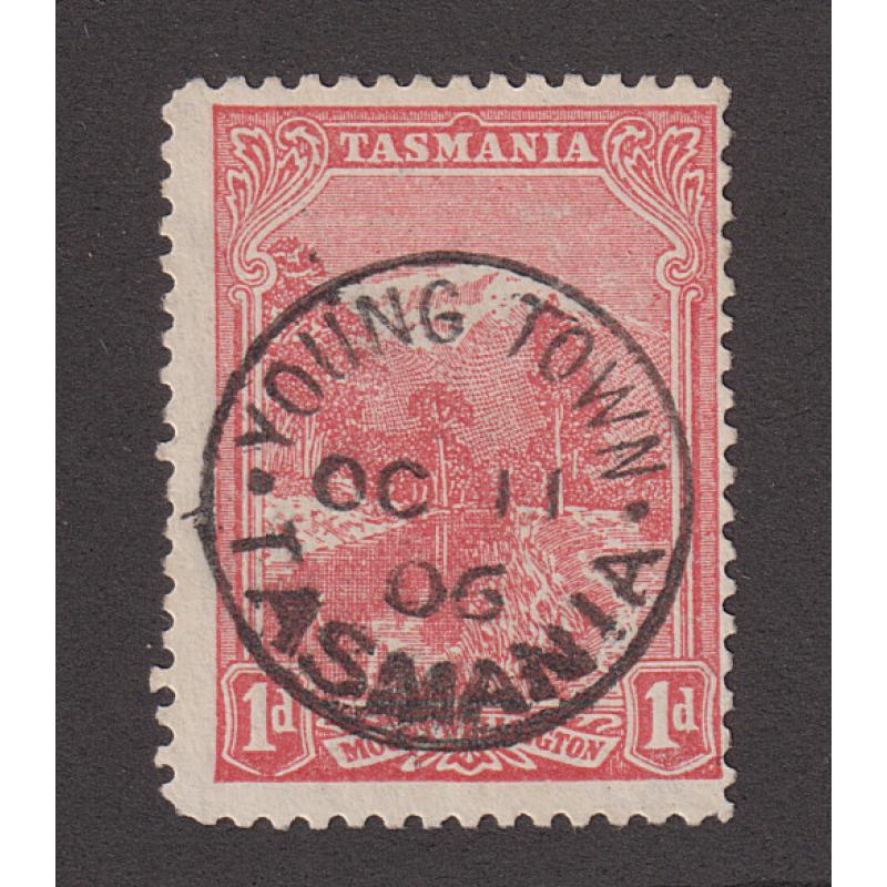 (DA1162) TASMANIA · 1906: a bold complete impression of the YOUNG TOWN Type 1 cds on a 1d Pictorial · postmark is rated R-(7)