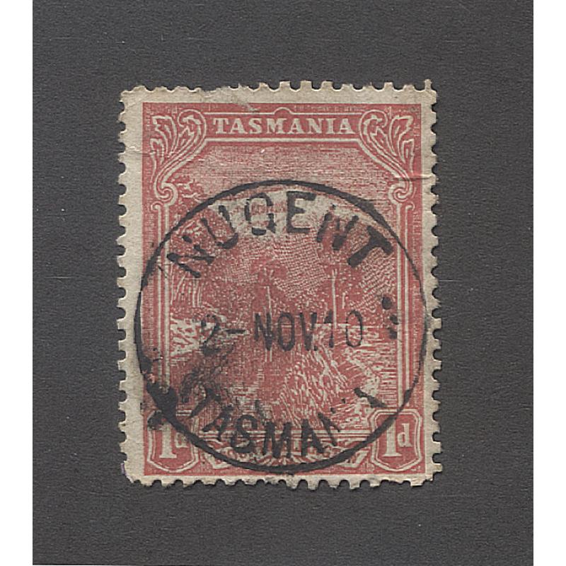 (DA15021) TASMANIA  · 1910: a full clear strike of the NUGENT Type 2a cds on a 1d Pictorial · postmark is rated RR(11)