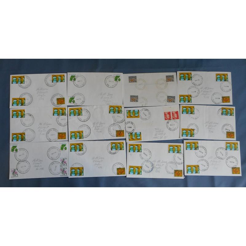 (EE1325B) TASMANIA · 1970s: bundle of approx. 90 small covers bearing and all different range of multiple per favour cds postmarks · occasional 'rated' · mainly smaller POs (4 sample images)