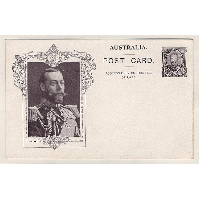 (EE15019) AUSTRALIA · 1911: unused 1d purple-black KGV Coronation postal card BW P5(2)A · any imperfections are very minor .... please view largest image · c.v. AU$100