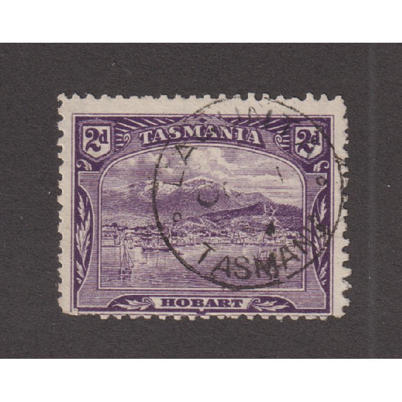 (EP1013) TASMANIA · 1907: a light but obvious impression of the LAGUNTA Type 1 cds on a 2d Pictorial · postmark is rated RR+(12)