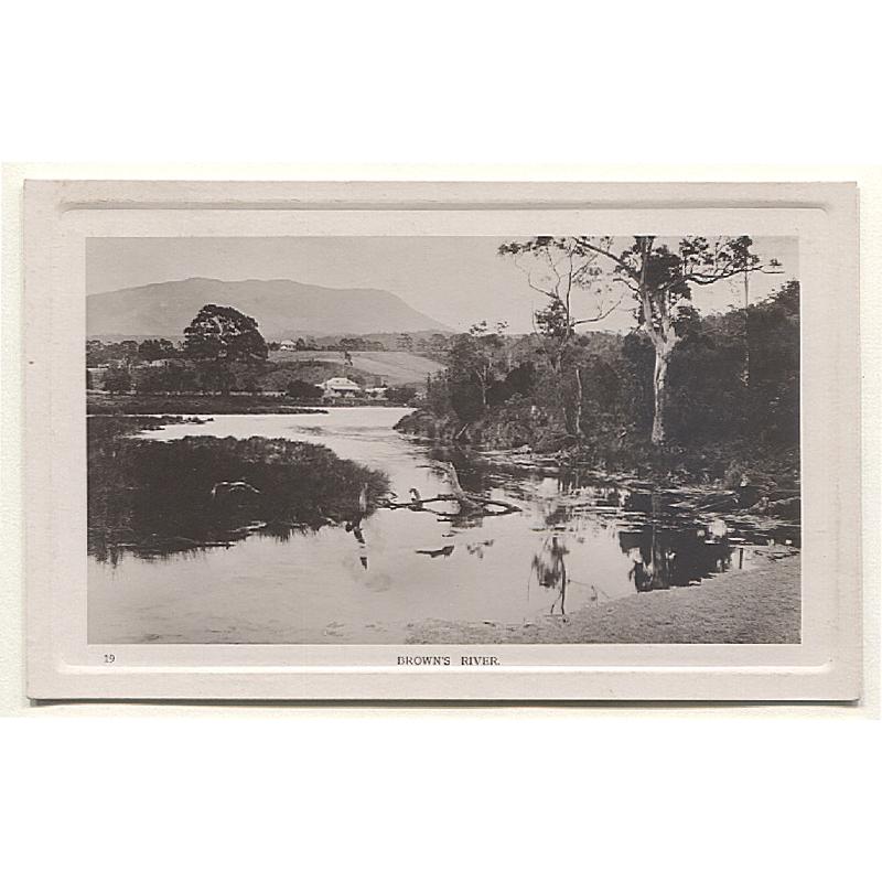(FG15033) TASMANIA · c.1910: unused real photo style card by J. Walch & Sons w/view of BROWNS RIVER (near Kingston) · numbered '19' · in fine condition