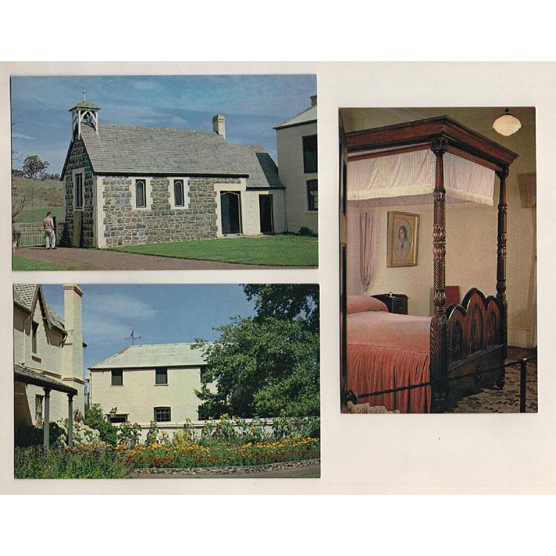 (FG15057) TASMANIA · 1960s: 5 colour cards from the same NUCOLORVUE series with views of ENTALLY NATIONAL HOUSE at Hadspen · F to VF condition throughout (2 images)