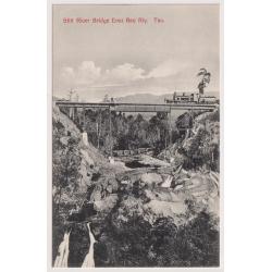 (FG1515) TASMANIA · c.1905: unused card by Spurling w/view STITT RIVER BRIDGE, EMU BAY RLY optd on the back for use by the private railway company · VF condition (2 images)