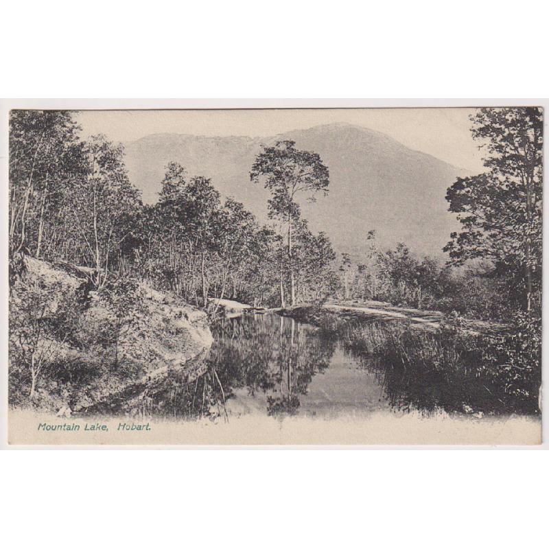 (FG1518) TASMANIA · c.1906: unused card, possibly by Beattie with a view of the MOUNTAIN LAKE (and Mt Wellington) · this scene is very 'close' to the image used by De La Rue for the 1d Pictorial stamp - fine condition