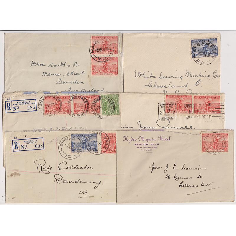 (GG1177) AUSTRALIA · 1936/37: six small covers (including 2x registered) bearing 2d or 3d Bass Strait Cable commemorative franking · condition as per largest image (6)
