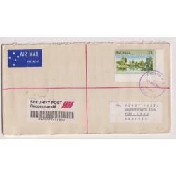 (GG1183L) AUSTRALIA · 1989: commercial Security Post air mail cover to AUSTRIA with SINGLE $10 Painting defin franking · scarce thus! · excellent to fine condition