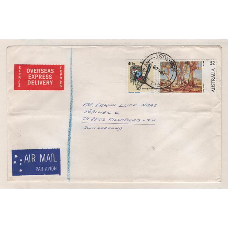 (GG15172) AUSTRALIA · 1980: OVERSEAS EXPRESS DELIVERY cover to Switzerland with 40c Bird + $2 Painting franking making up 2nd step for air mail to Zone 5 plus the $1.50 express fee · excellent condition