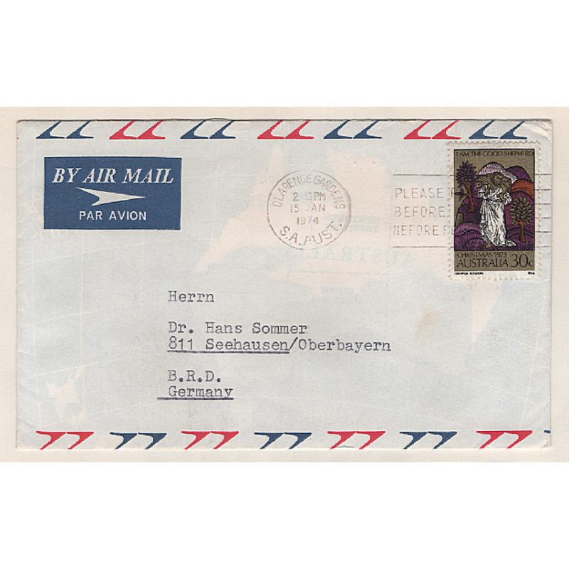 (GG151173) AUSTRALIA · 1974: small commercial air mail cover to Germany with single 30c 1973 C'mas issue franking · nice condition