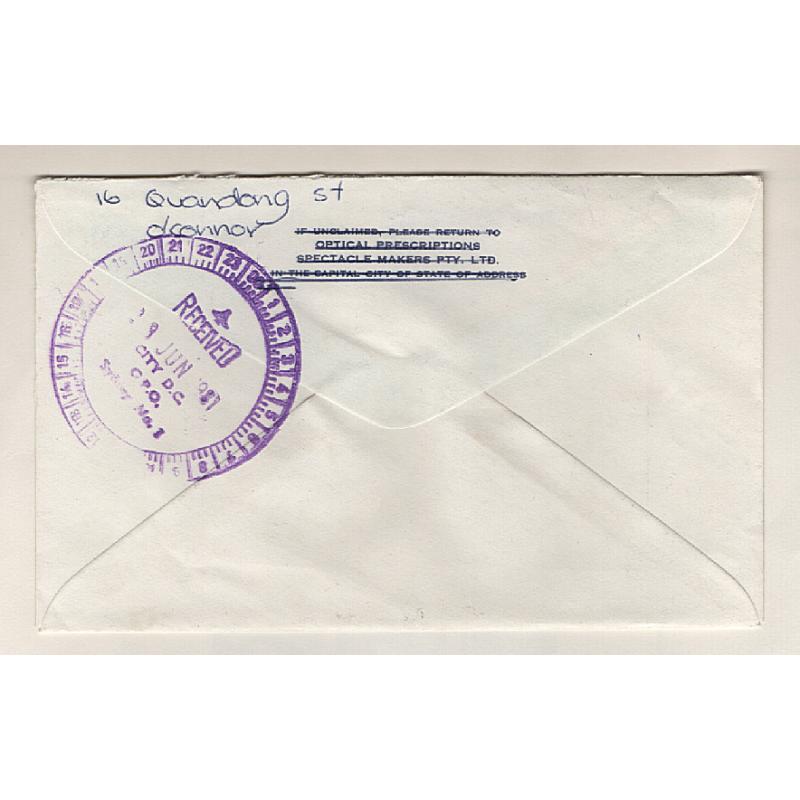 (GG151187) AUSTRALIA · ACT  1981: small neat Priority Paid cover mailed at Woden to Sydney · despatch and arrival "time-clock" datestamps · full impression of POSTED INCORRECTLY OR TOO LATE h/s · fine condition