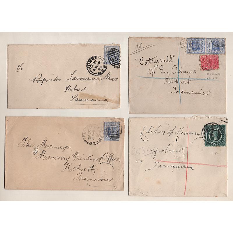 (GG151200) NEW SOUTH WALES · 1901/07: 8 covers to Tattersall, Hobart or to Tatts "alias" addresses · five items have been registered · usual spike-holes and mixed condition but all covers could find a place in a collection (2 images)