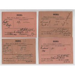 (GG151208L) TASMANIA · 1904/05: four MEMO "chits' printed for Tattersalls to be used by agents to request the results of sweeps · see full description (4)