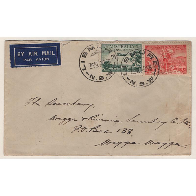 (GG15135) AUSTRALIA · 1936: intrastate commercial air mail cover (Lismore to Wagga Wagga) · some minor soiling near RH side o/wise in excellent conditioin · uncommon