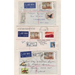 (GG15217) AUSTRALIA · 1975/81: ten small registered covers to domestic and overseas destinations · applicable rates made up mainly using mixed frankings including a $2 Painting  · some imperfections but all are quite displayable (3 images)