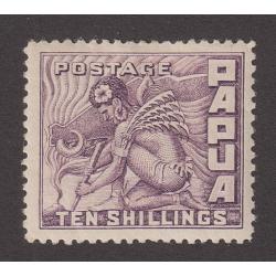 (GL1000) PAPUA · 1932: mint 10/- violet pictorial definitive SG 144 · clean hinge remnants and a tiny natural gum inclusion o/wise in nice condition · c.v. £150 (2 images)