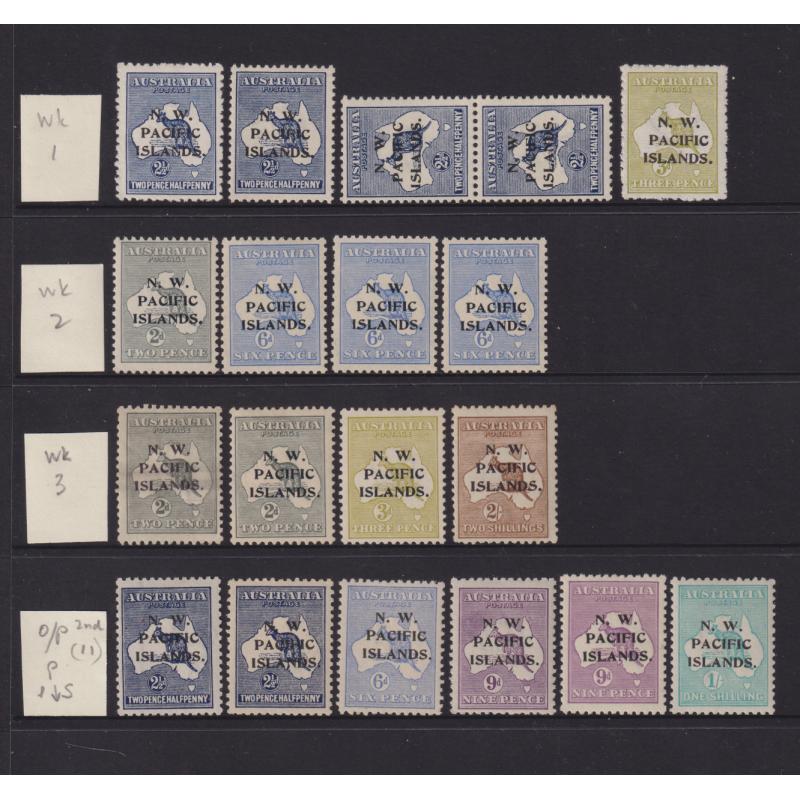 (GM1029L) N. W. PACIFIC ISLANDS · 1915/22: lightly duplicated selection of mint optd Roos to 2/- and KGV to 5d · some minor gum imperfections however the overall condition is excellent to VF · total c.v. £300+ (2 images)