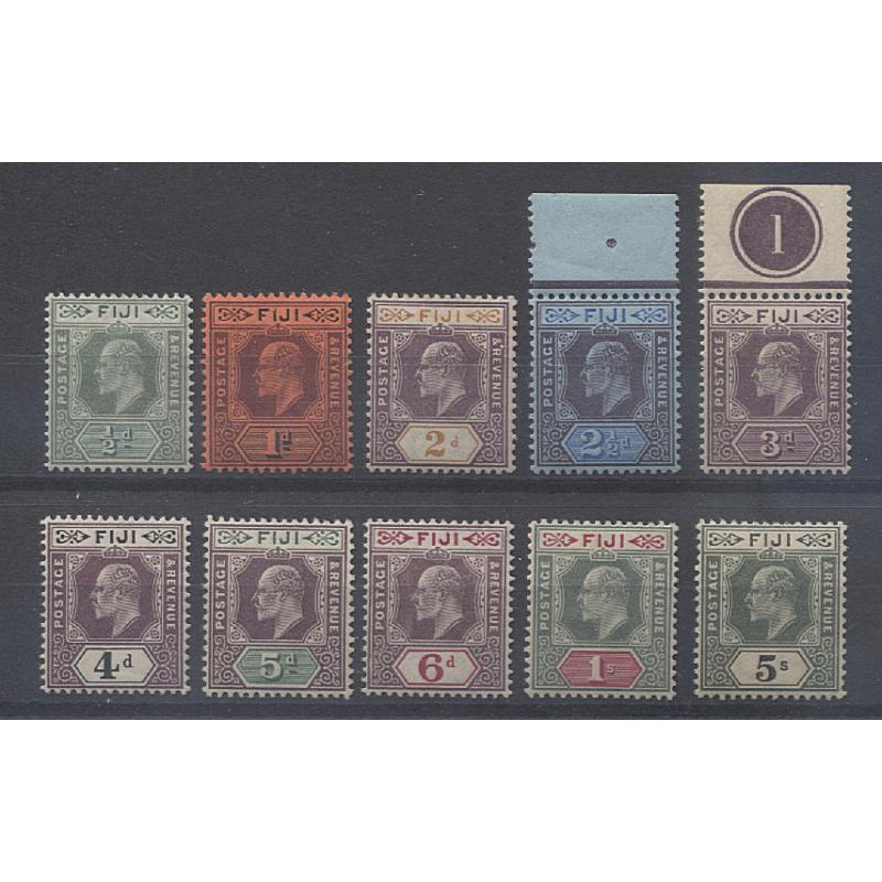(GM1102) FIJI · 1903: fine MVLH/MNH KEVII definitives complete to 5/- SG 104/113 · total c.v. £140+ · 10 stamps (2 images)