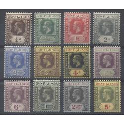 (GM1103) FIJI · 1912/23: fine MLH/MVLH KGV defins (Multi Crown/CA wmk) to 5/- SG 125/136 · any imperfections are very minor · total c.v. £120+ · 12 stamps (2 images)