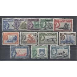 (GM1112) GILBERT & ELLICE ISLANDS · 1956: fresh MLH/MVLH QEII pictorial definitives SG 64/75 · c.v. £75 · 12 stamps (2 images)