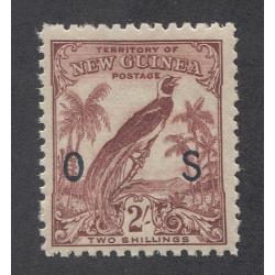 (GM1113) NEW GUINEA · 1932: fresh MNH 2/- dull lake Bird of Paradise optd OS SG O53 in fine condition · c.v. £30 (2 images)