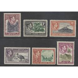 (GM1124) BRITISH SOLOMON ISLANDS · 1939: MNH higher values from KGVI pictorial defins SG 67/72 (6d to 10/-) all in excellent to fine condition · total c.v. £91 · 6 stamps (2 images)