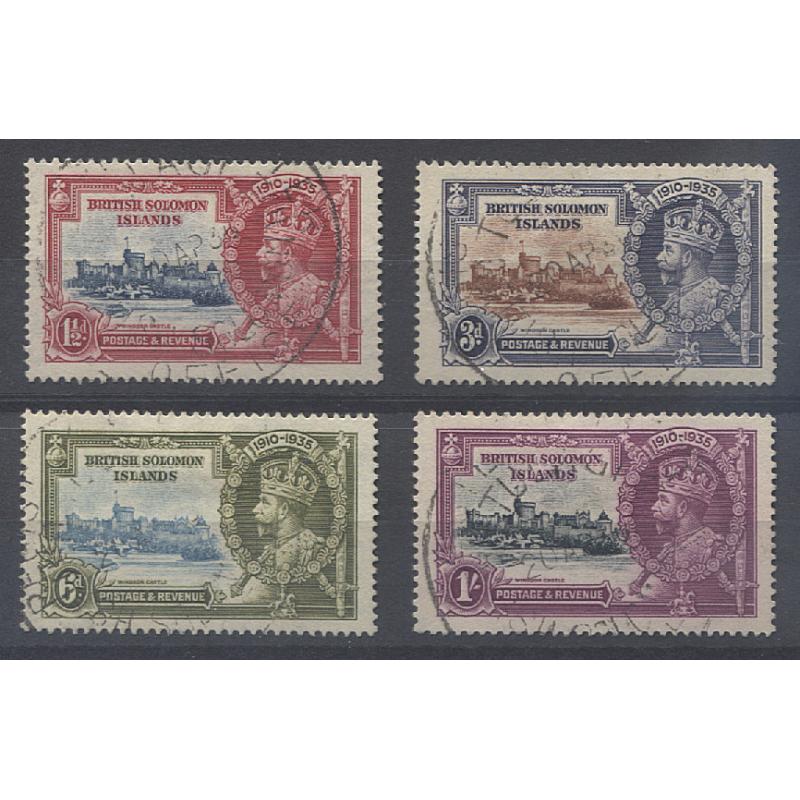 (GM1146) BRITISH SOLOMON ISLANDS · 1935: finely used KGV S/Jubilee issue SG 53/57 · clean hinge remnants · c.v. £45 (4)