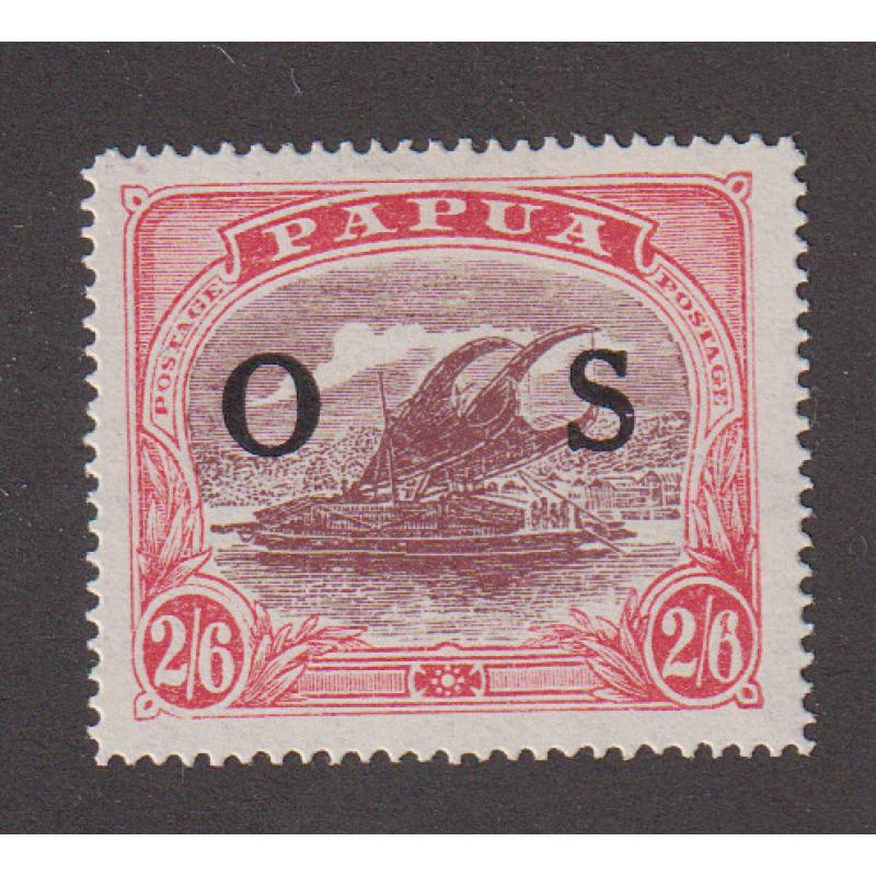 (GM1187) PAPUA · 1931: fresh MLH 2/6d maroon & bright pink Lakatoi optd OS SG O66a in fine condition · c.v. £55 (2 images)